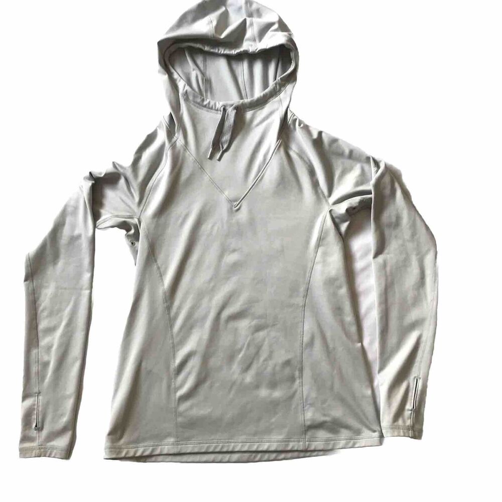 Nike Pullover Hoodie Funnel Neck Sweatshirt SZ Medium Light Gray Vents Thumbhole